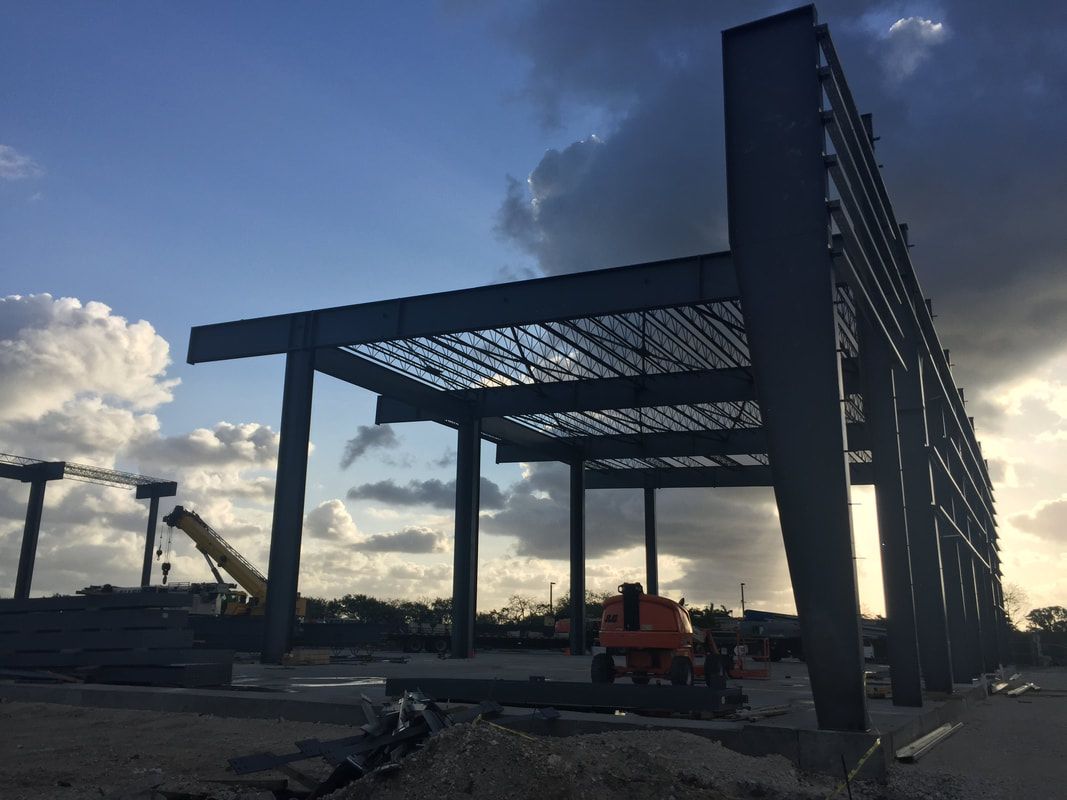 A large building under construction with a crane in the background.