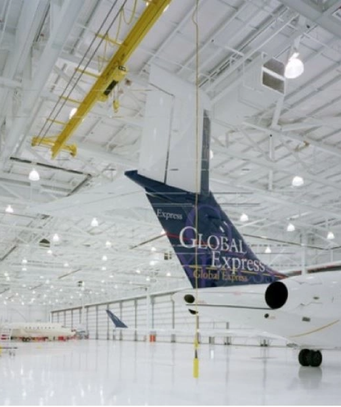 A plane with the word global express on the tail