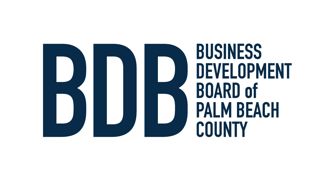 The logo for the business development board of palm beach county.