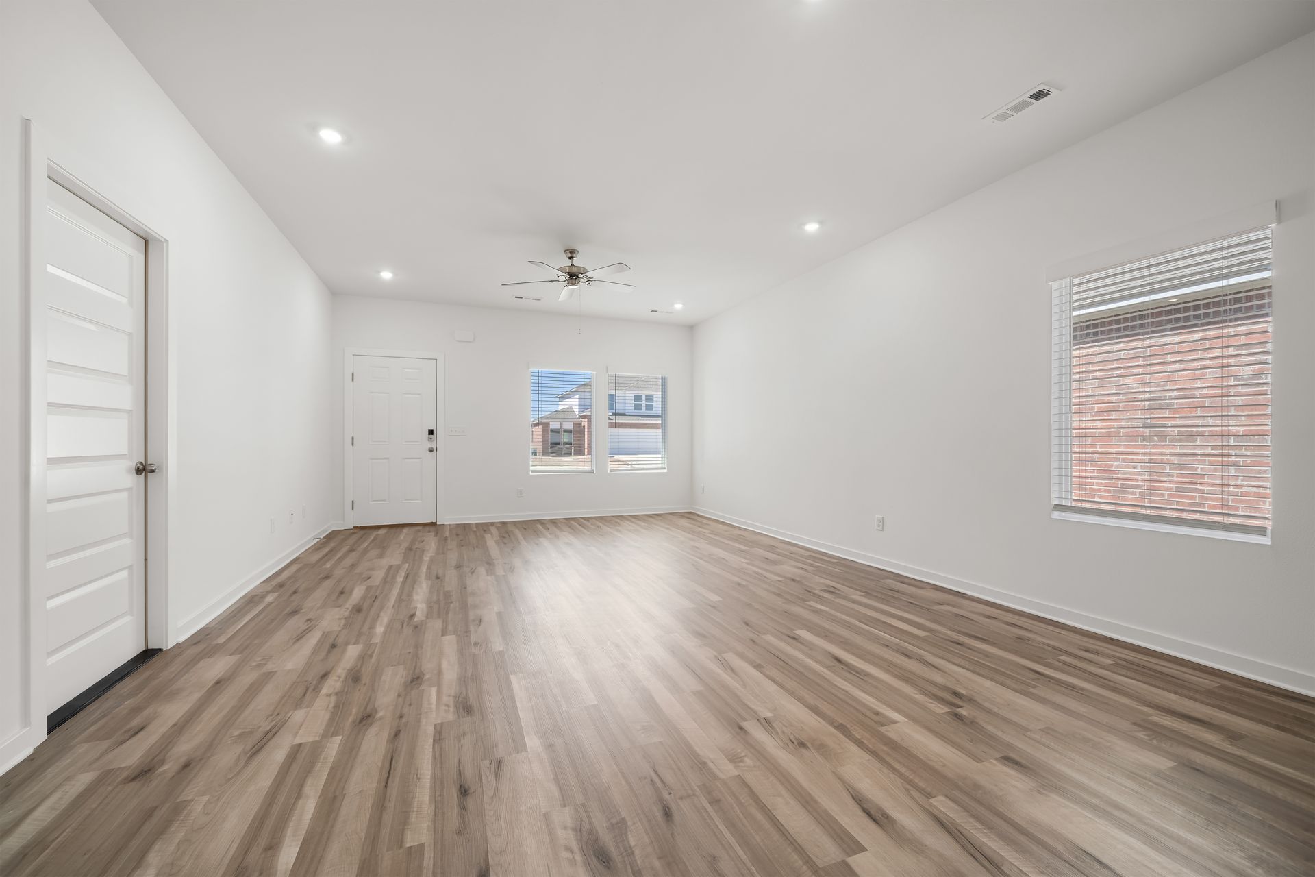 Open-concept living room in the Landing floorplan
