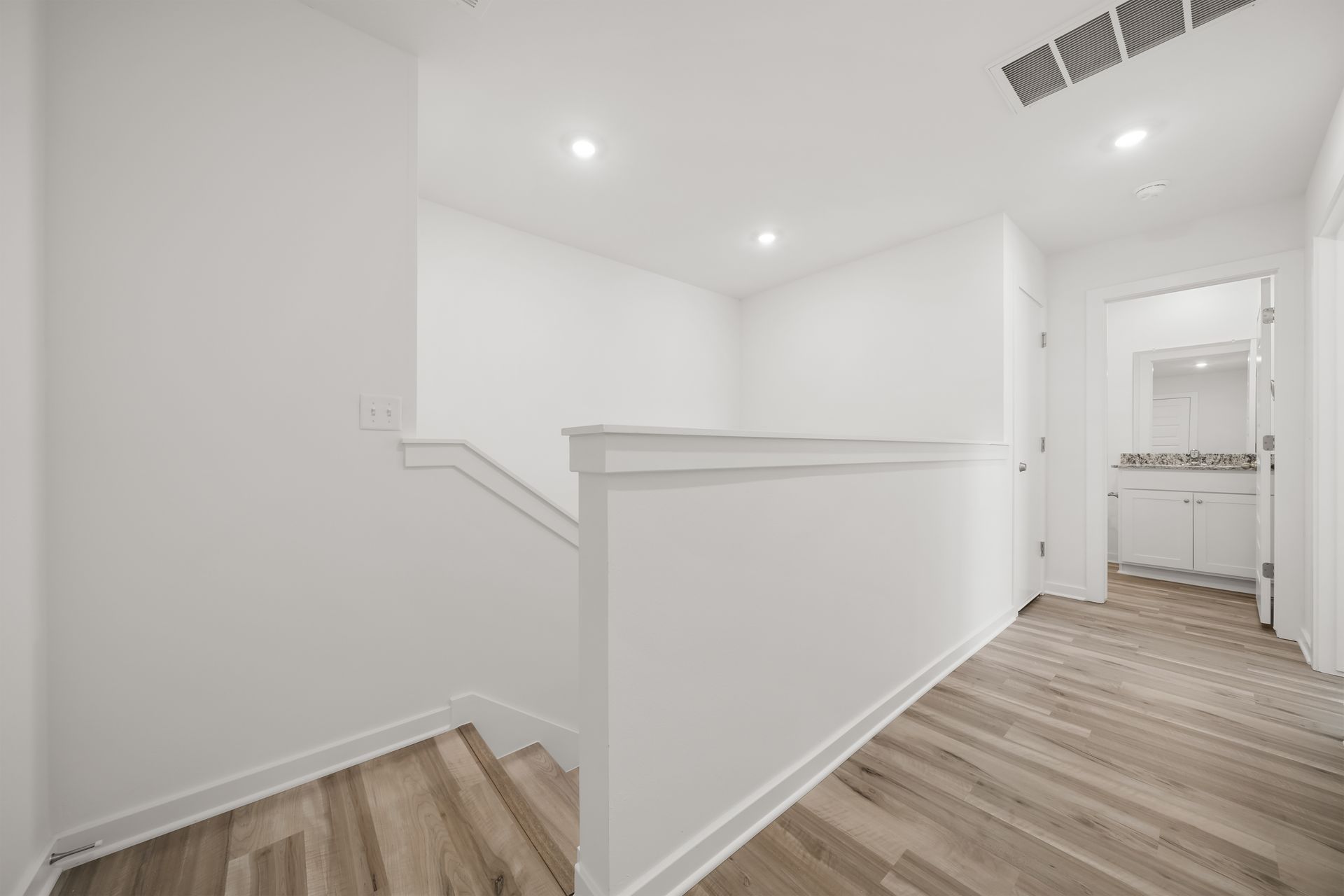 Second-floor landing in the Landing townhome