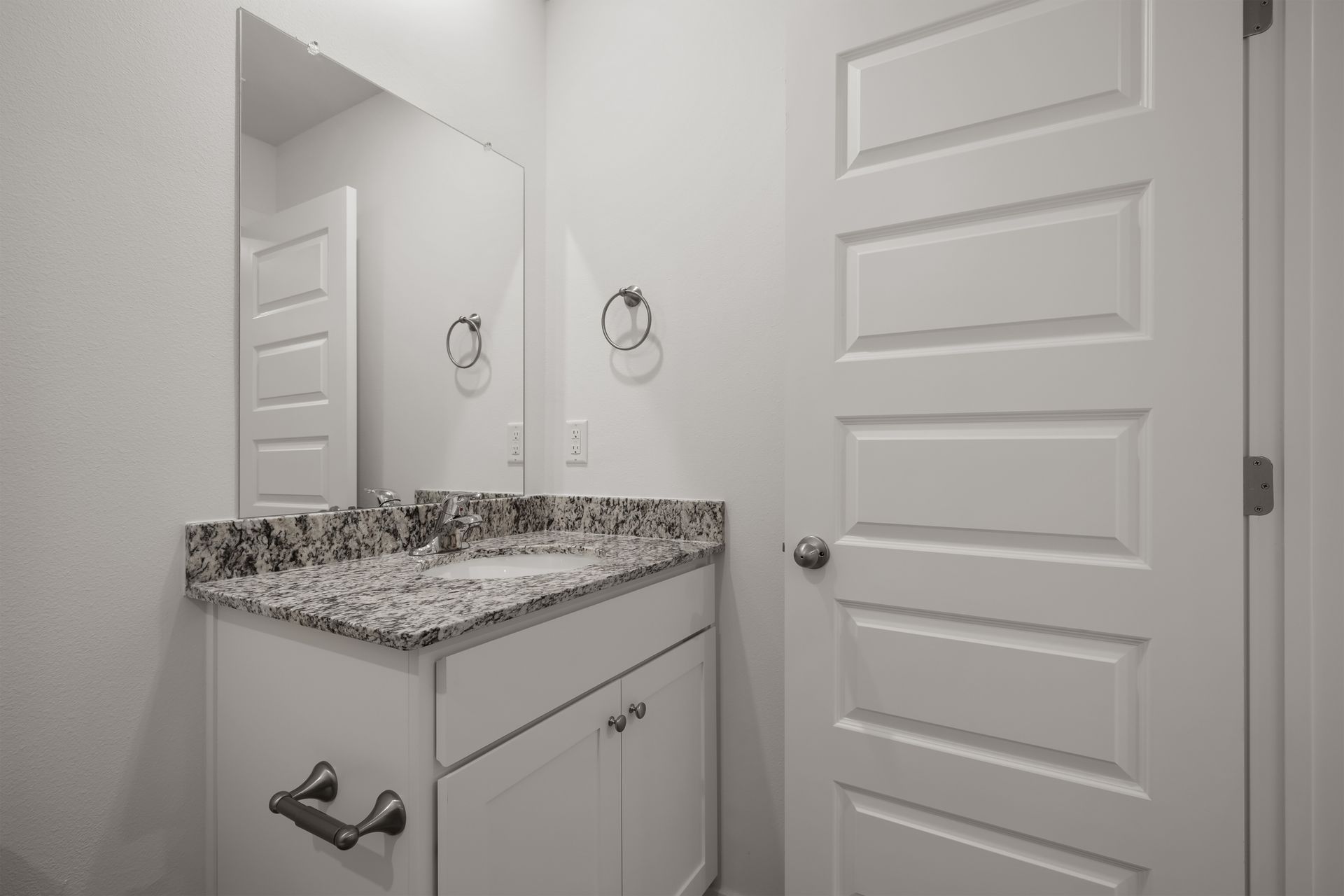 Full upstairs bathroom with vanity and modern finishes