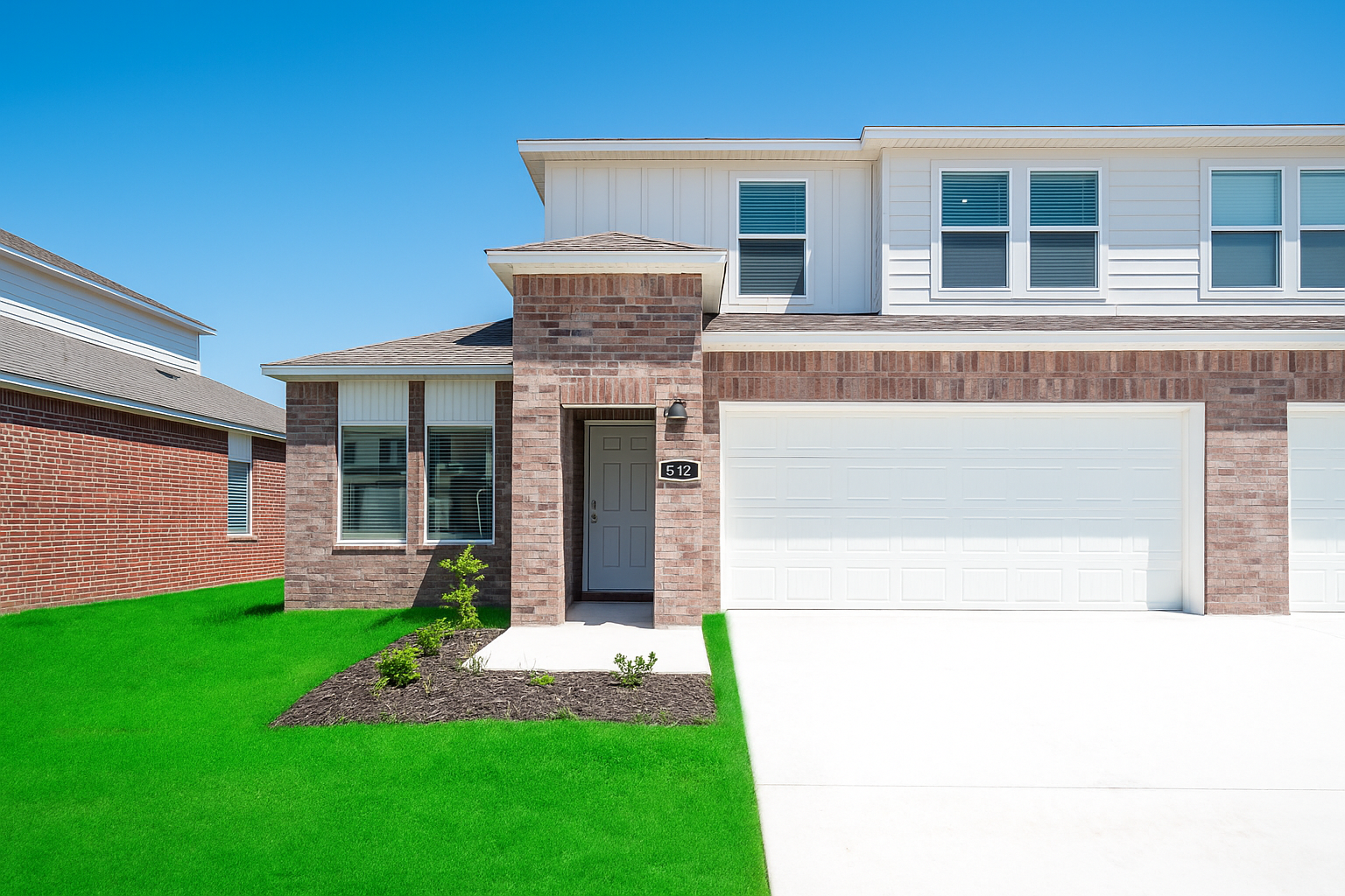 Landing floorplan exterior with attached two-car garage