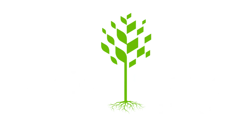 Green tree logo with mosaic-style leaves, white background.