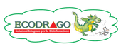 Logo ECODRAGO con drago verde e sottotitoli in italiano su sfondo bianco.