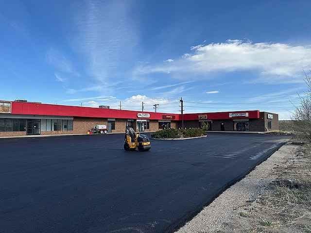 parking lot red mall asphalt