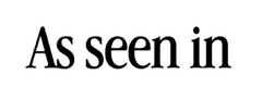 Black serif text reading “As seen in” on a white background