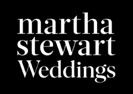 Black background with white “martha stewart Weddings” text logo