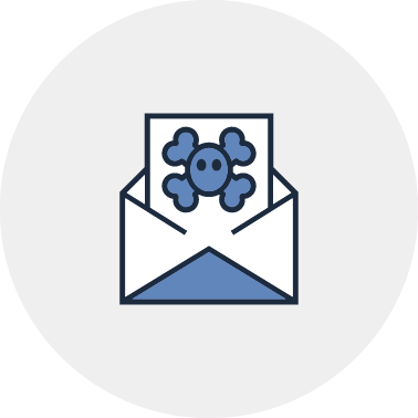 An envelope with a piece of paper with a skull and crossbones on it.
