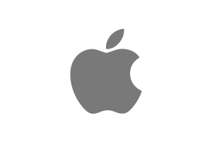 Un logotipo de manzana gris sobre un fondo blanco.