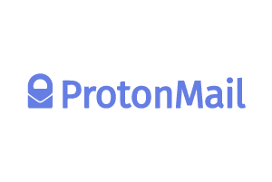 El logo de protonmail es azul y blanco sobre un fondo blanco.