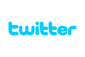 Un logo de Twitter azul sobre un fondo blanco.