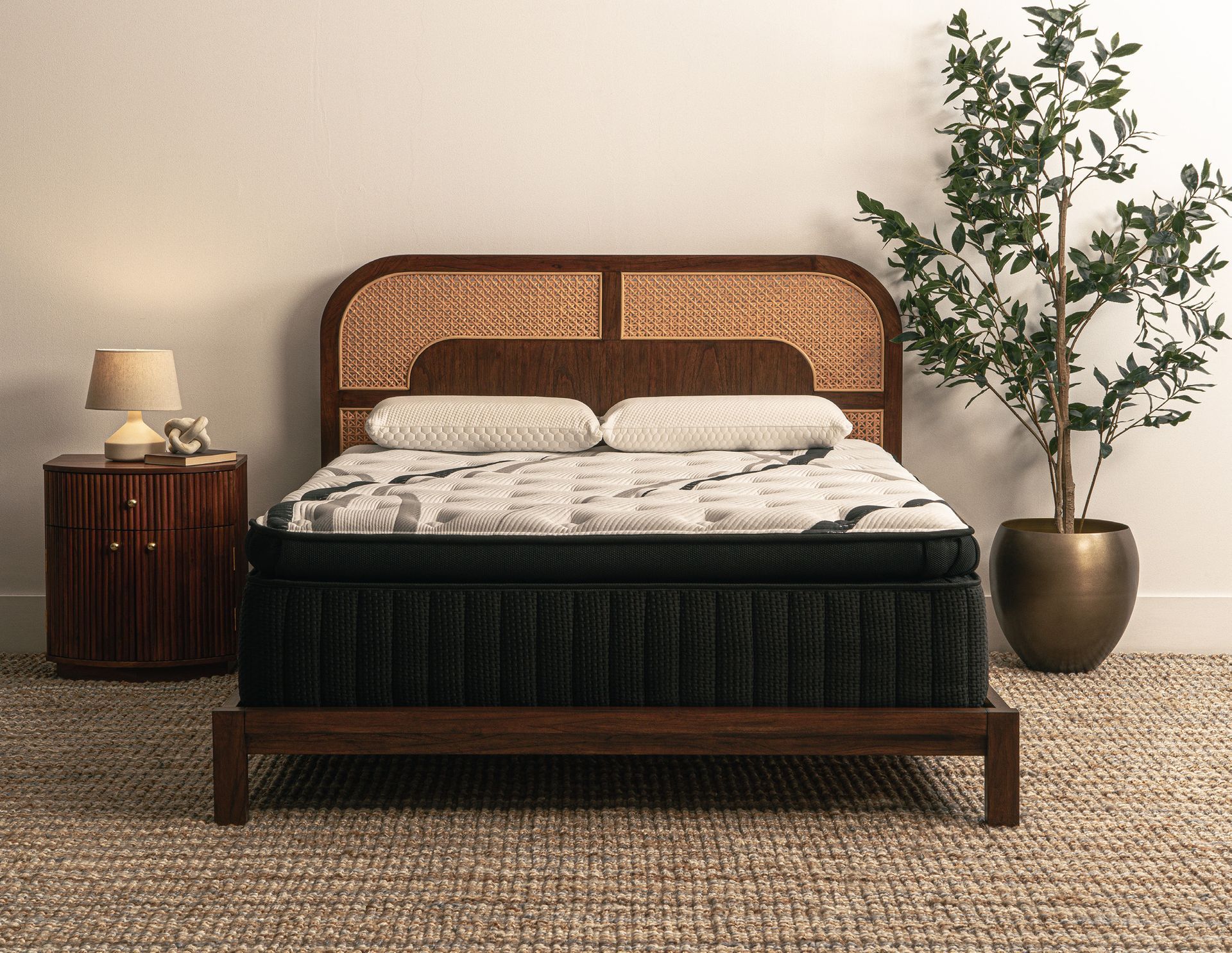BoxDrop Syracuse bed with patterned mattress at mattress store Syracuse NY featuring stylish decor and cozy comfort