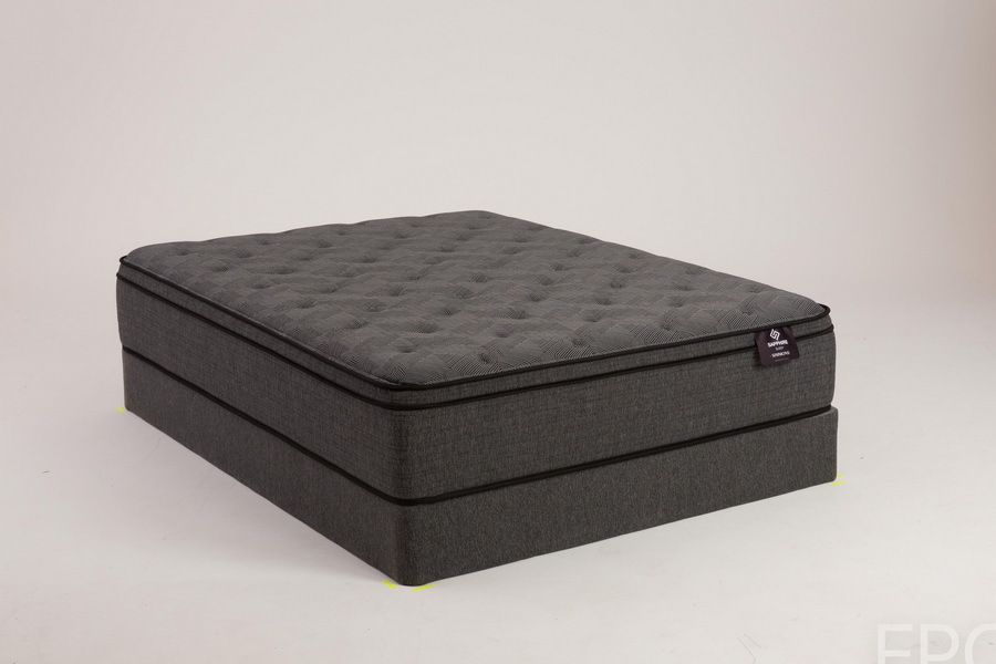 BoxDrop Syracuse gray mattress and box spring set at mattress outlet Cicero NY with stylish black trim comfort