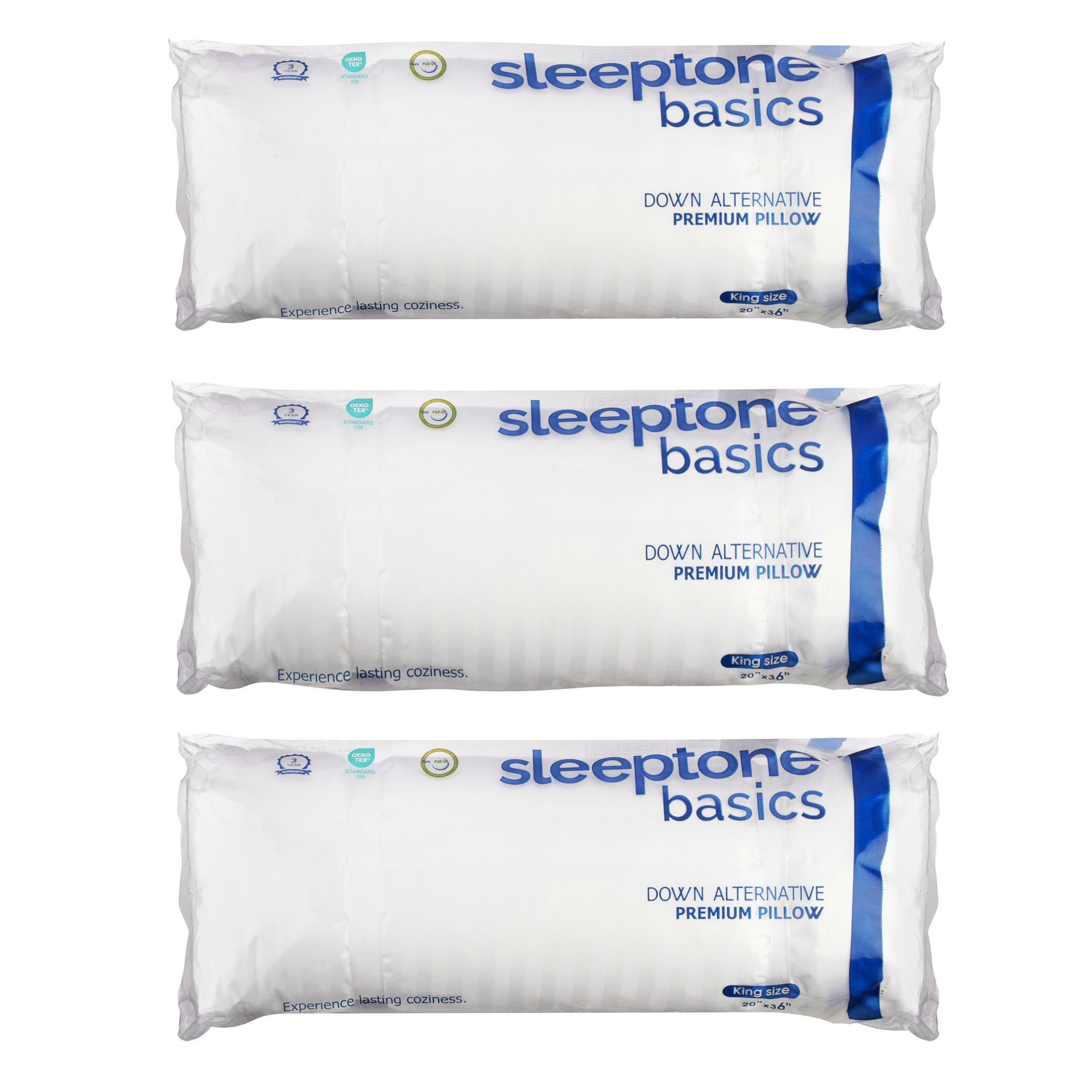 Three packaged white 