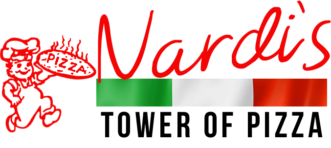 A logo for vardi 's tower of pizza