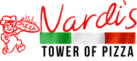 A logo for vardi 's tower of pizza