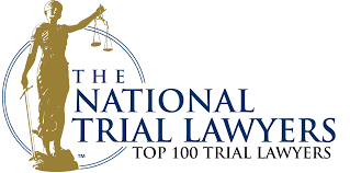 The National Trial Lawyers logo with gold statue and blue text,
