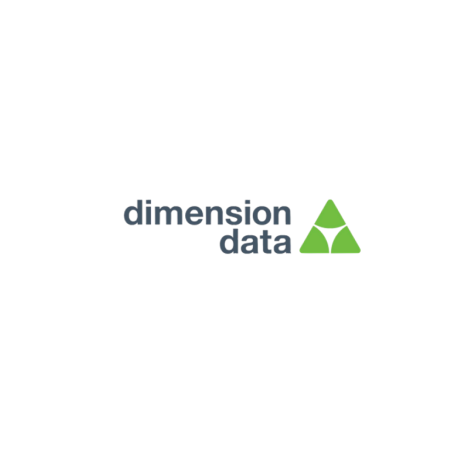 A logo for dimension data with a green triangle on a white background.