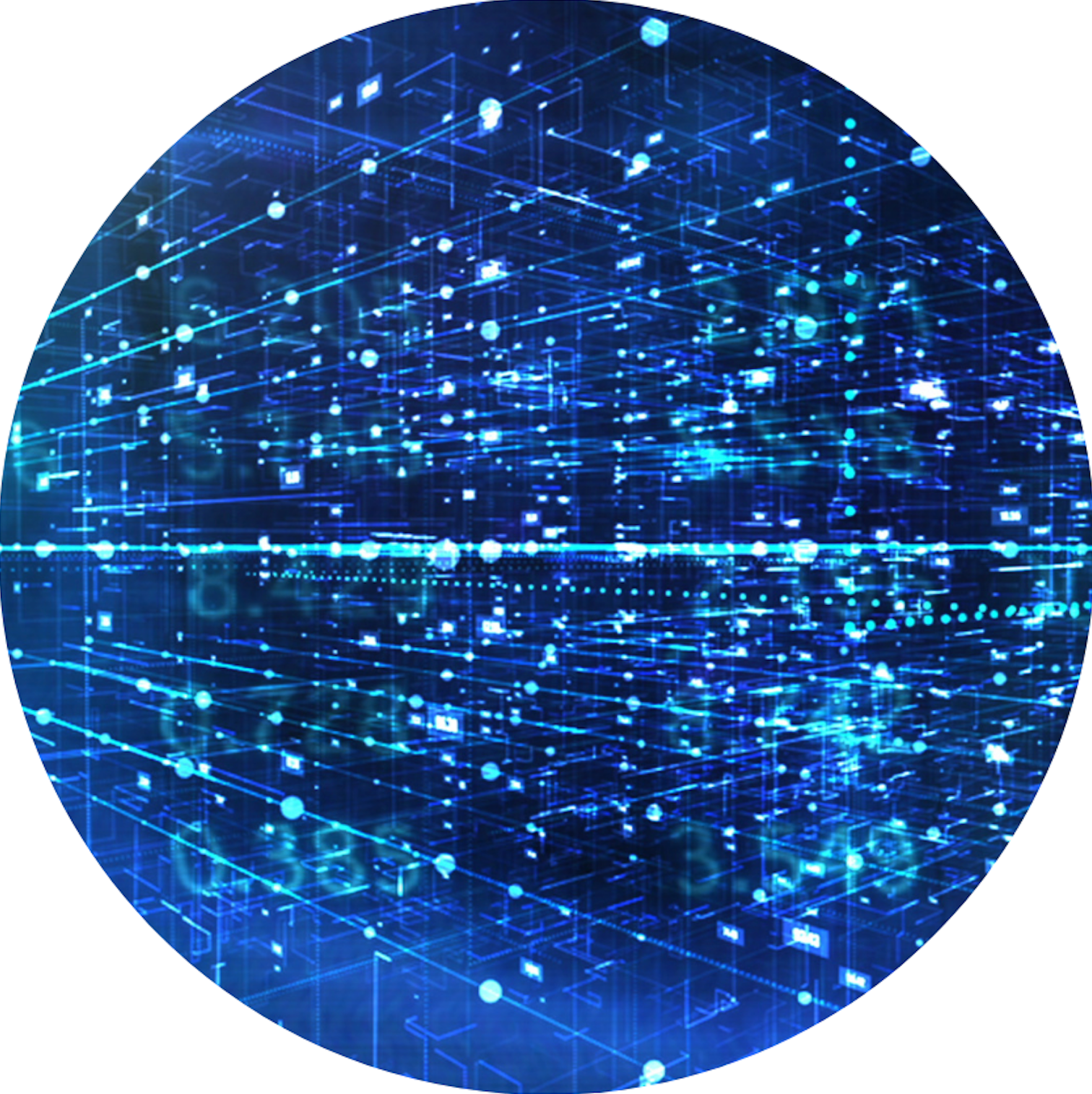 A blue circle with a lot of numbers on it