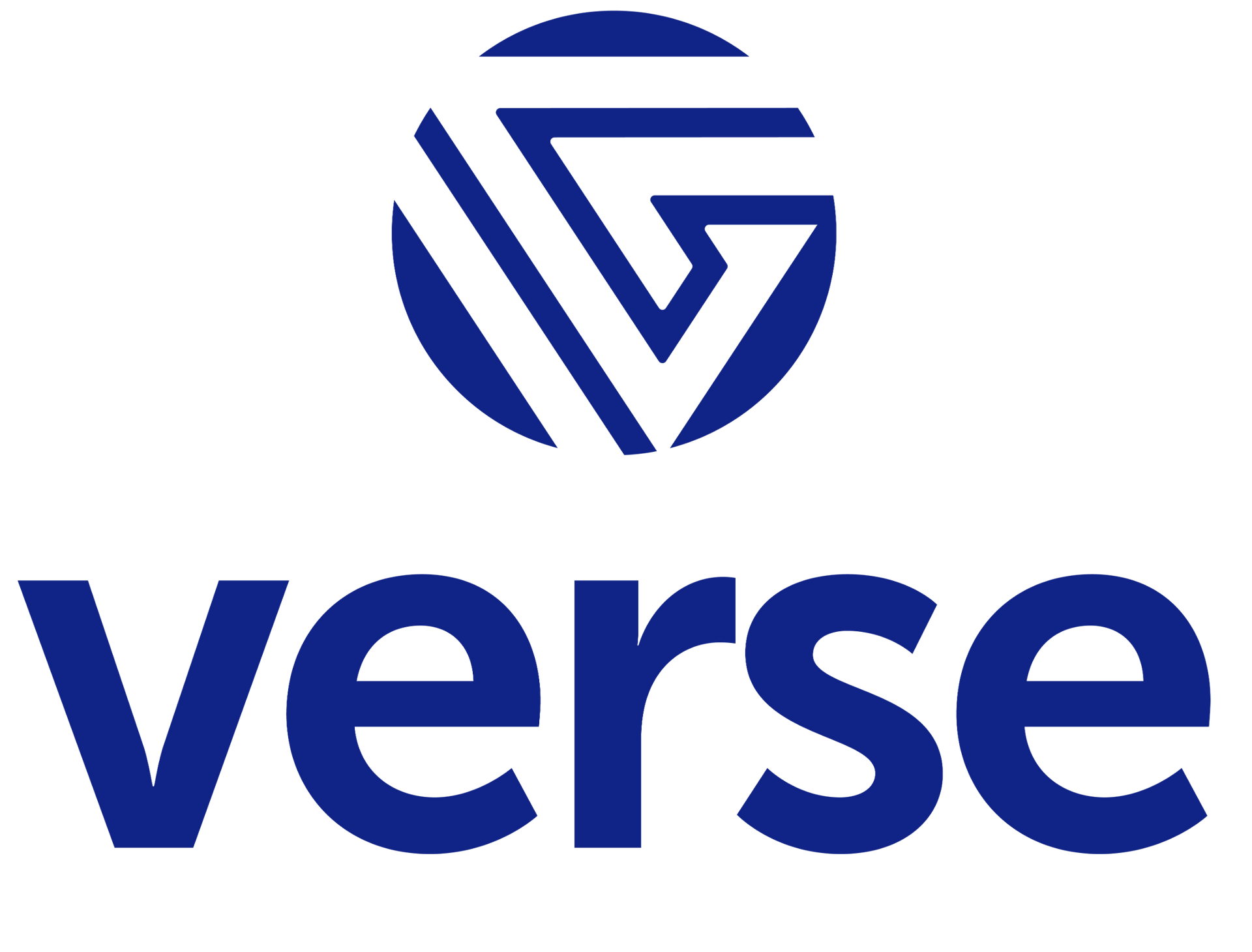 A blue and white logo for verse with a v in the middle