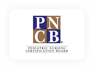 Pediatric Nursing Certification Board logo in blue, gold, and white with PNCB initials
