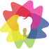 Tooth graphic at the center of colorful, overlapping flower petals.