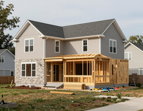 Home addition built onto a house