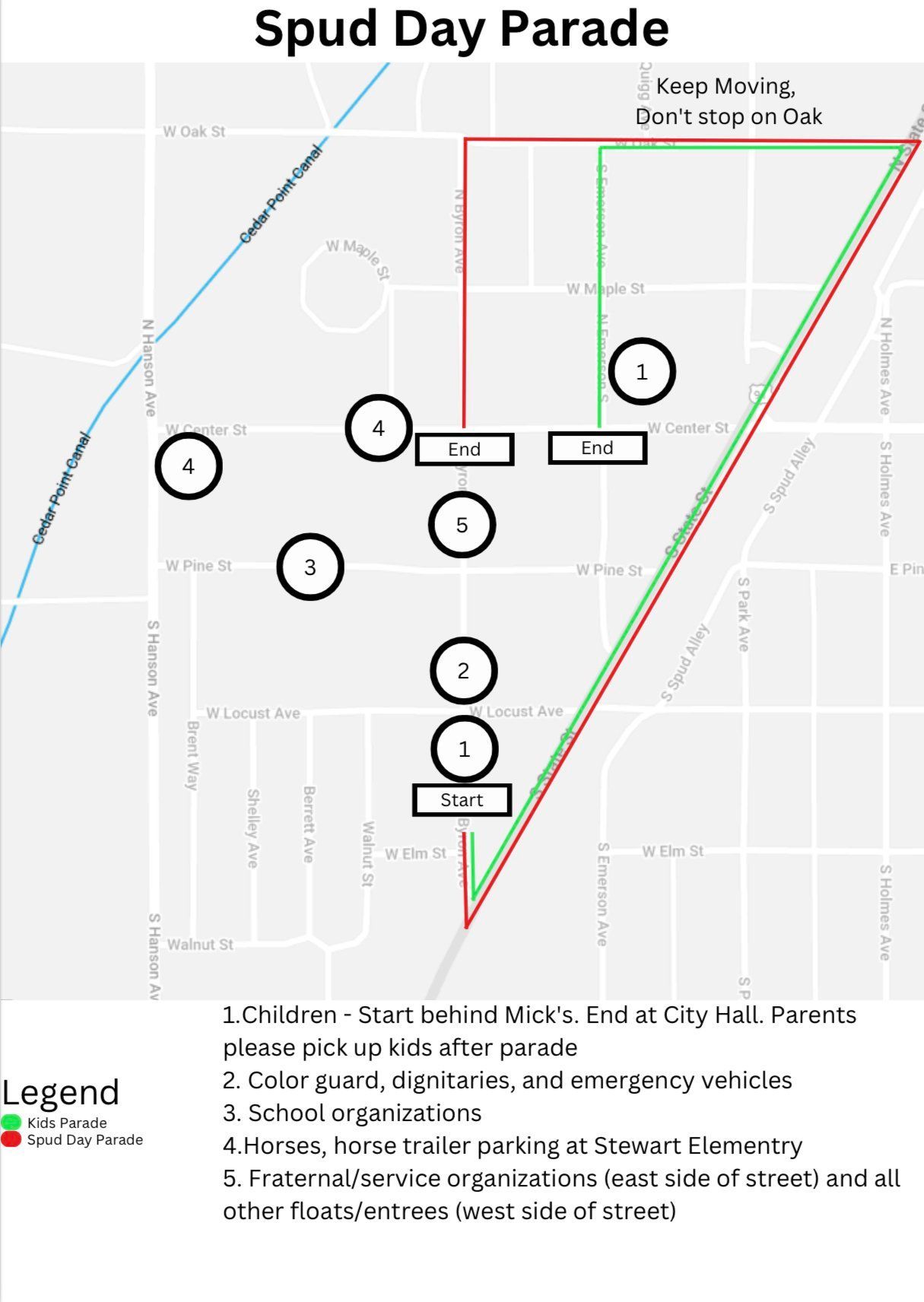 Spud Day Parade Route