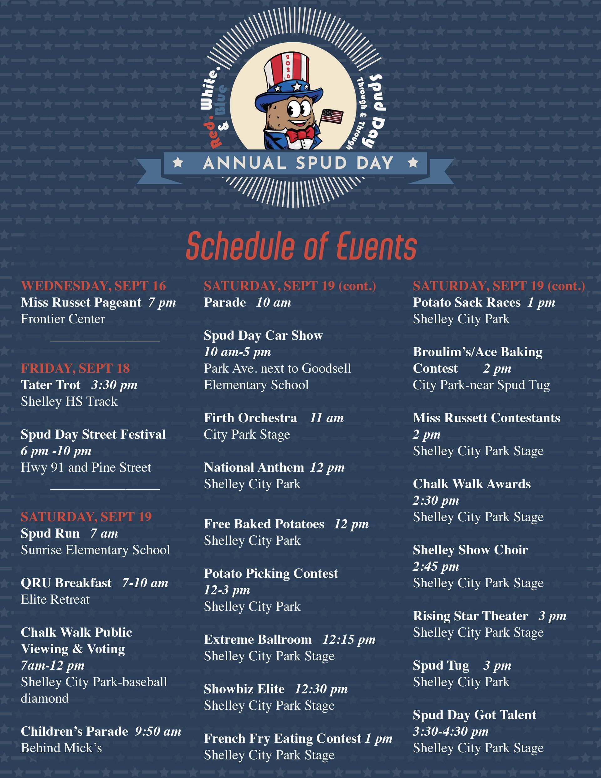 Spud Day Event Schedule