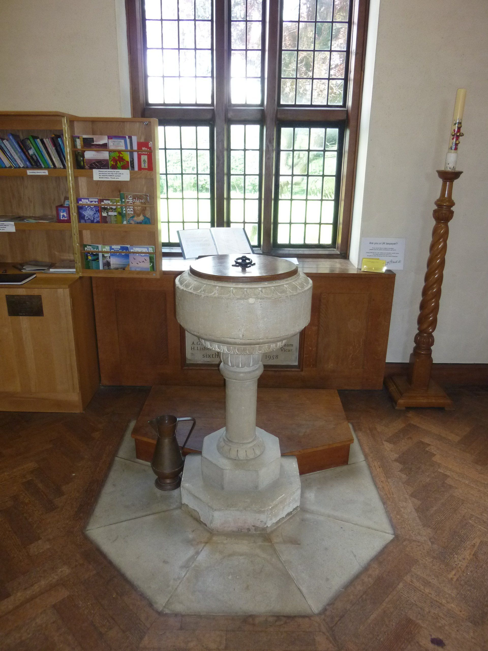 View towards font (inside St Michael's Church)