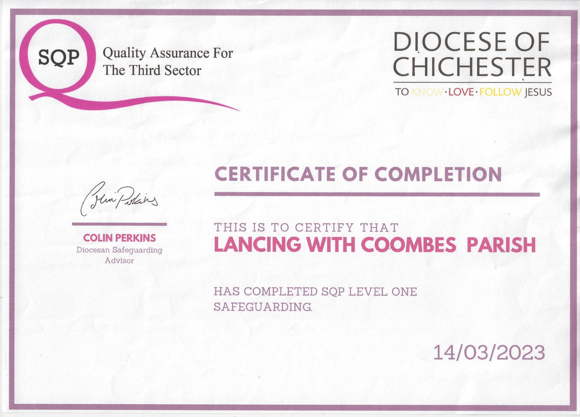 Simple Quality Protects Level One Safeguarding certificate