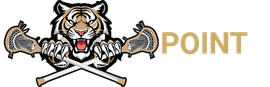 Tiger logo with crossed golf clubs and the word “POINT” in gold