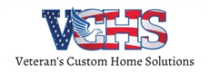VCHS logo with stars and stripes, reading &ldquo;Veteran&rsquo;s Custom Home Solutions&rdquo; in red, white, and blue