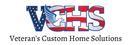 VCHS logo with stars and stripes, reading &ldquo;Veteran&rsquo;s Custom Home Solutions&rdquo; in red, white, and blue