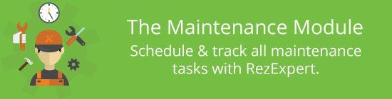 Green banner: a construction worker with tools, a clock, and gear icons. Text: 