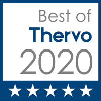 A logo for the best of thervo 2020 with five stars.