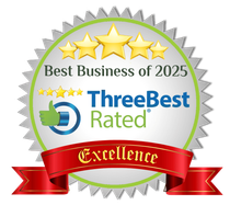 A seal that says best business of 2025 three best rated excellence A seal that says best business of 2025 three best rated excellence