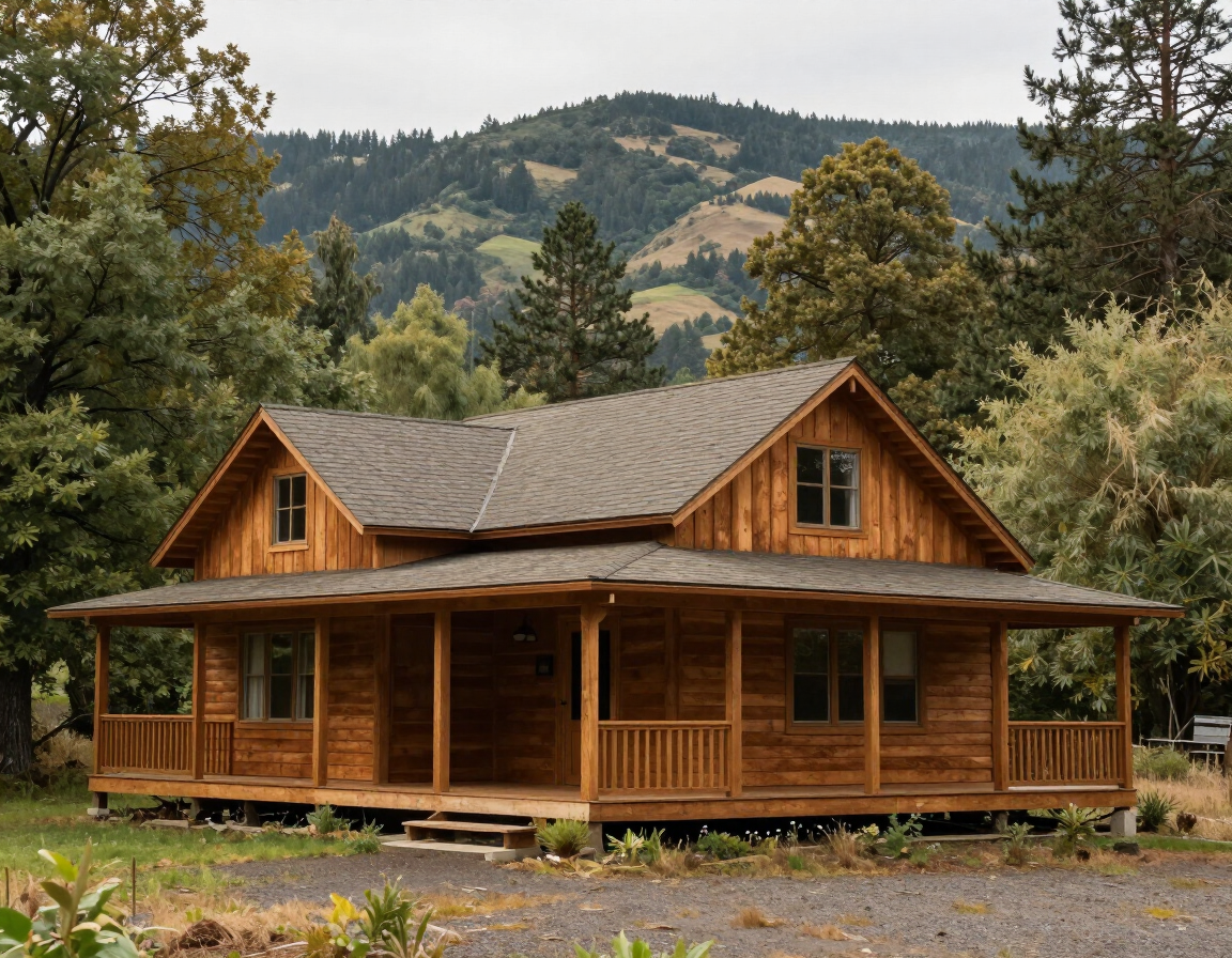 Timber-frame home near forested hills in Cottage Grove, Oregon, representative of the region TKO Pest Control services