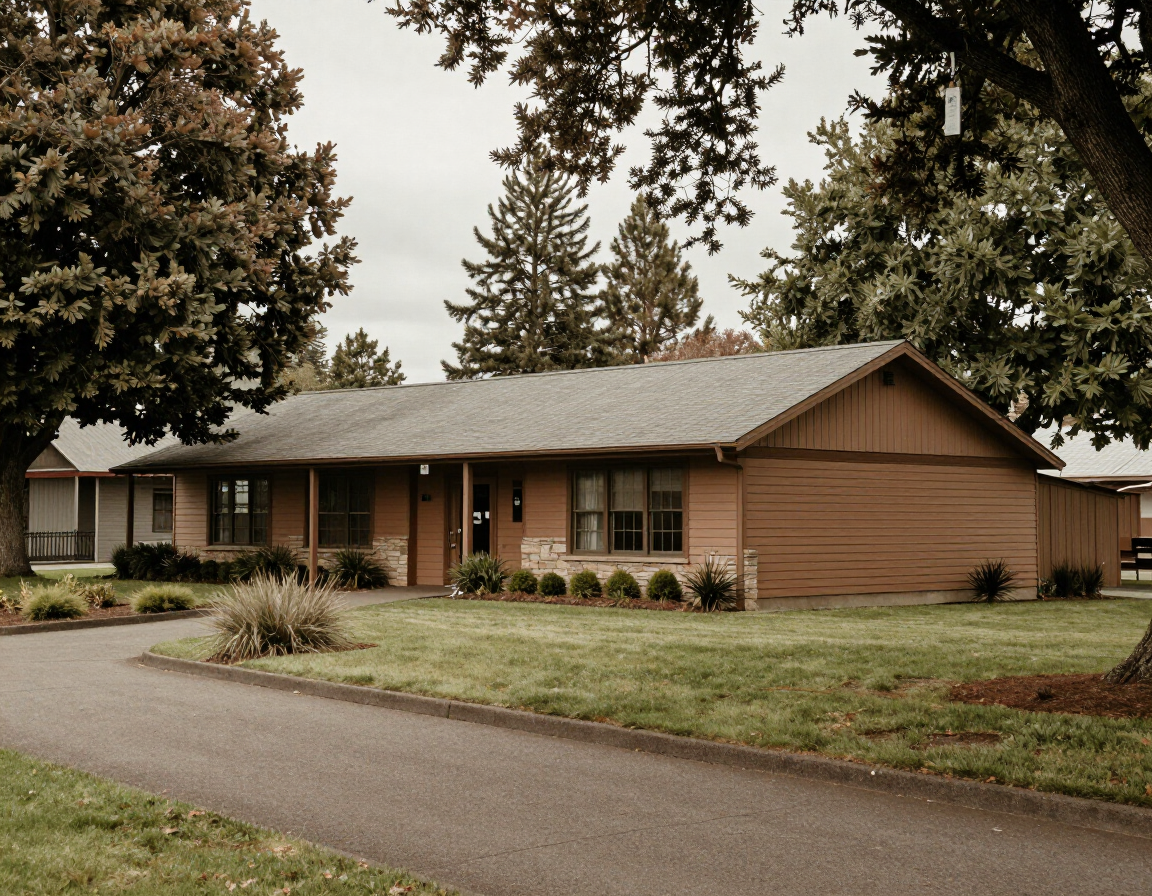 Small town Oregon public building and park