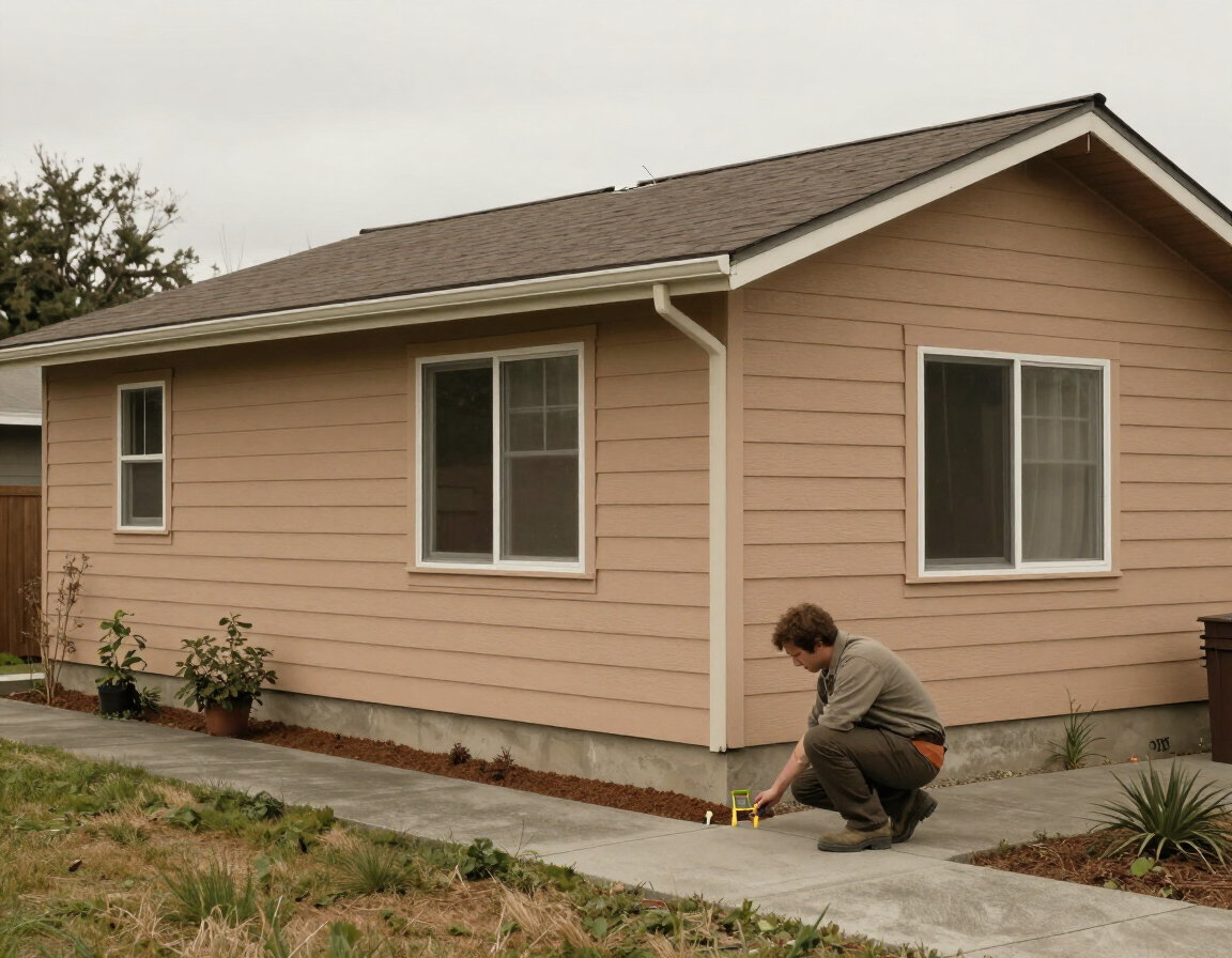 Technician checking foundation of a Willamette Valley home