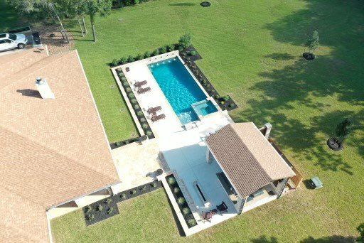 backyard outdoor kitchen and pool
