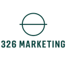 Logo for 326 Marketing: green circle with a horizontal line, below, green text 
