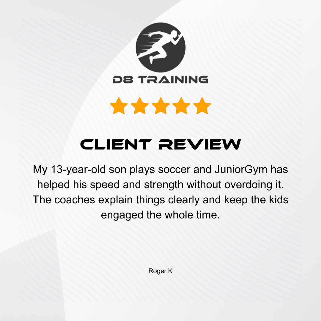 DB Training client review with five-star rating and testimonial text on a white background