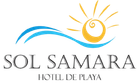 Logo for Sol Samara Hotel. Features a sun, waves, and text: SOL SAMARA HOTEL DE PLAYA.