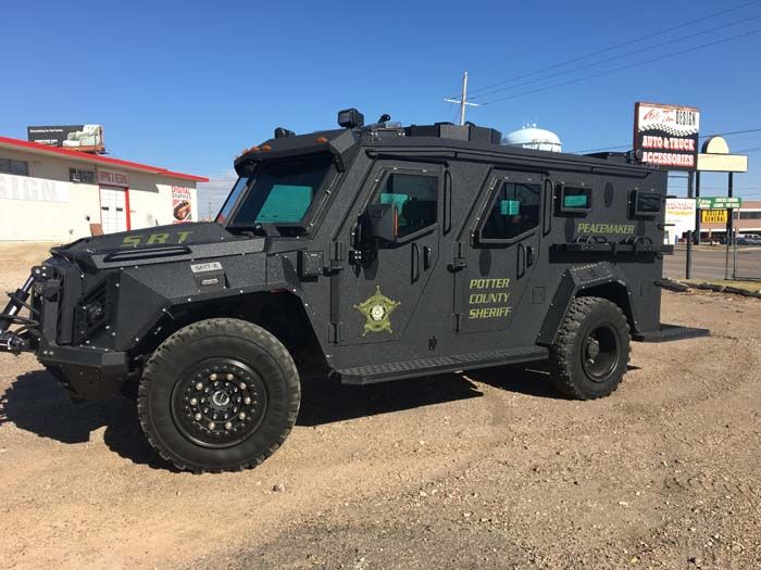 Black armored vehicle with 