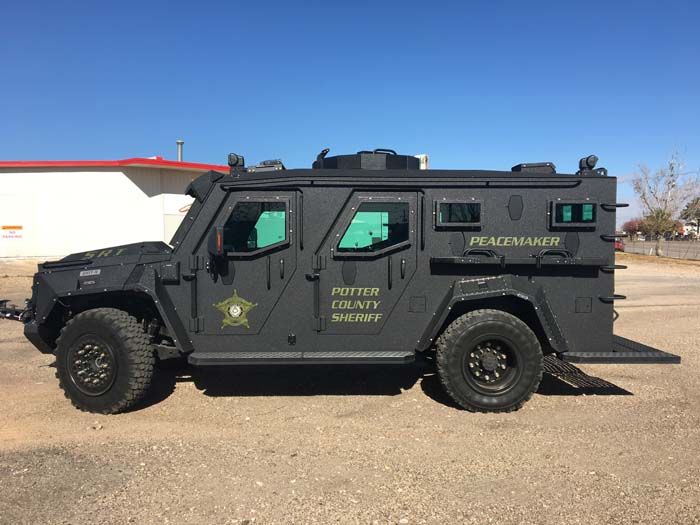 Black armored vehicle with 