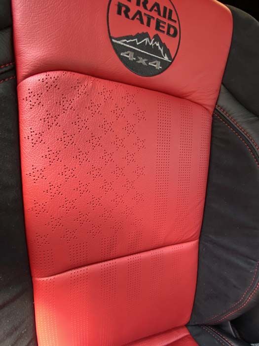 Red leather Jeep seat with 