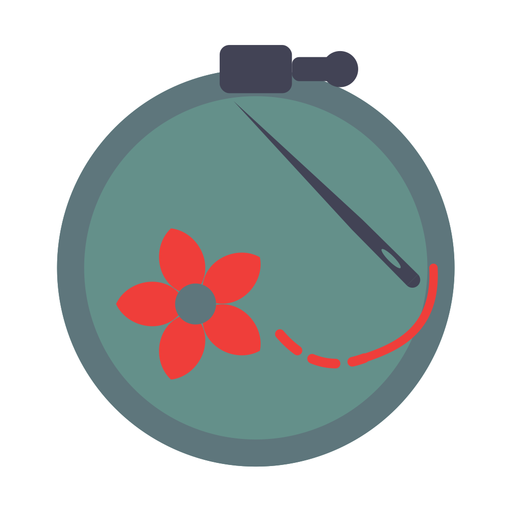 Red heart with teal and dark gray rays above it on a white background