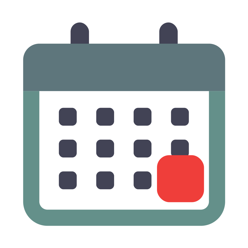 Calendar icon with a red highlighted date square